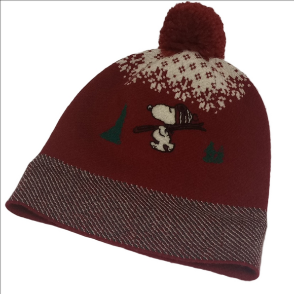 🎄COACH×PEANUTS RED & WHITE SNOOPY WOOL SPECIAL EDITION HOLIDAY WINTER KNIT HAT - Picture 4 of 9